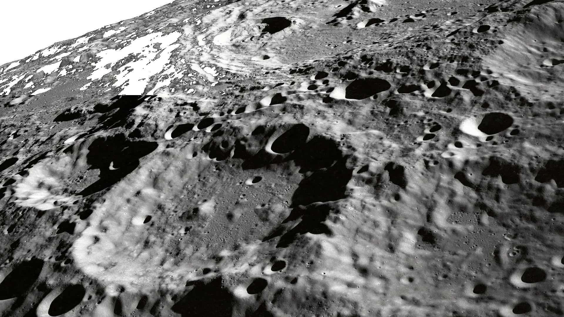 The ridged surface of the moon